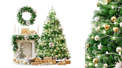 Decoration Set - Winter Christmas Tree - Christmas Tree With Gifts, Decorations And Fireplace