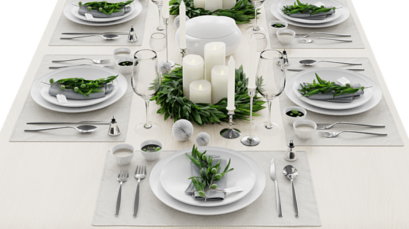 Kitchen - Dinning Decor - Festive Holiday Table Setting - Tableware Decorations With Olives