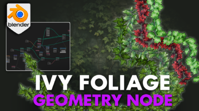 Blender 4 Ivy Foliage Geometry Node interface with examples of realistic ivy creation in 3D, highlighting its features and applications in 3D modeling and design.