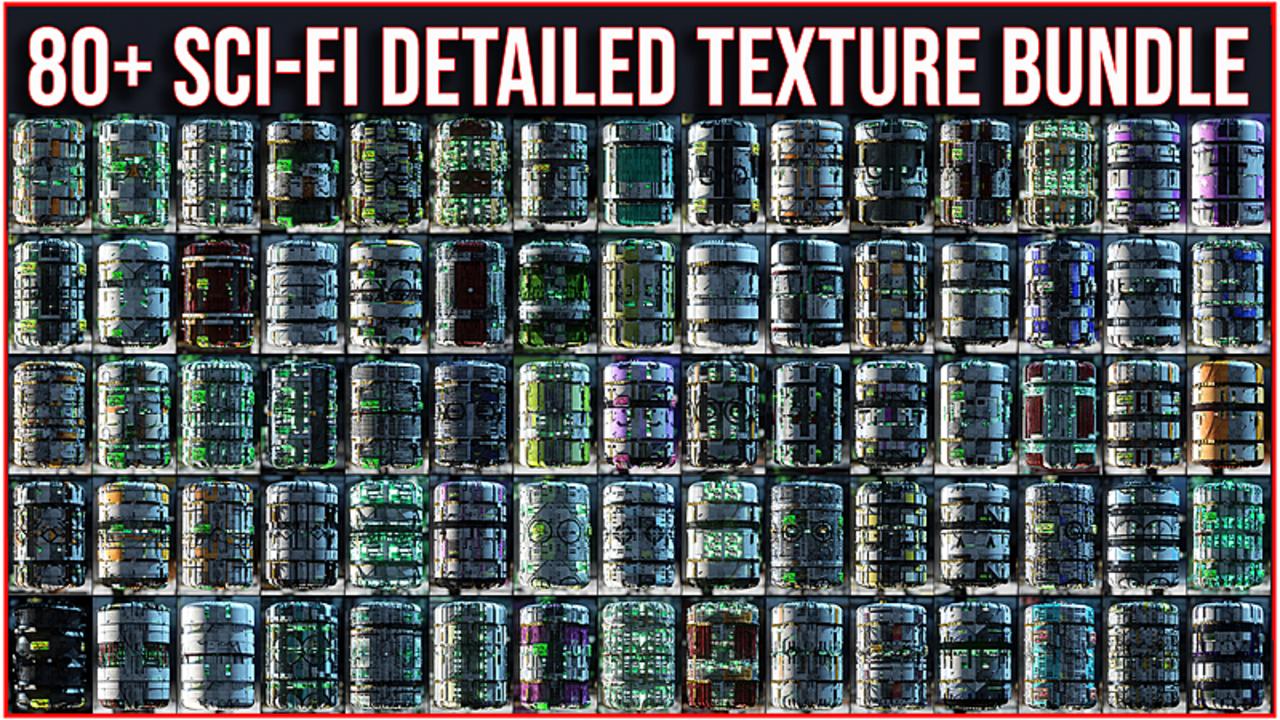 80 Sci Fi Detailed Hard Surface Texture Material Bundle Pack 